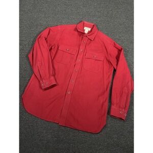 Vintage LL Bean Chamois Cloth Shirt Men Medium Red Maroon Flannel Heavy Outdoors